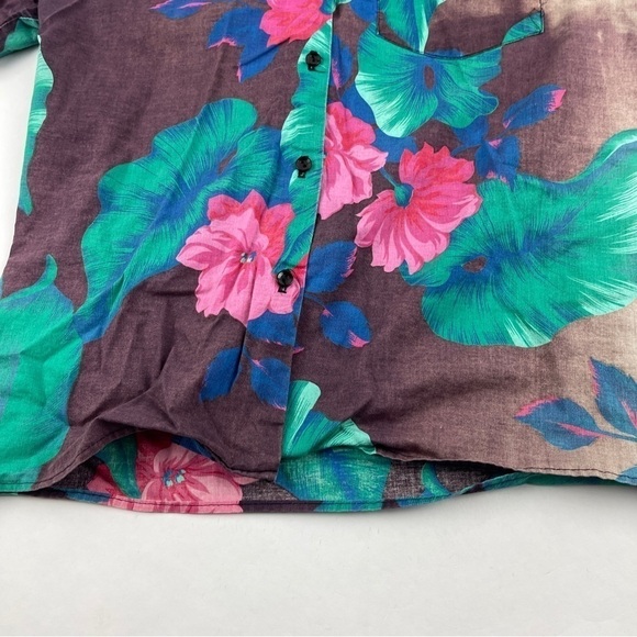 Jessica Scott Button Up Shirt Womens Black Green Floral - Picture 7 of 10